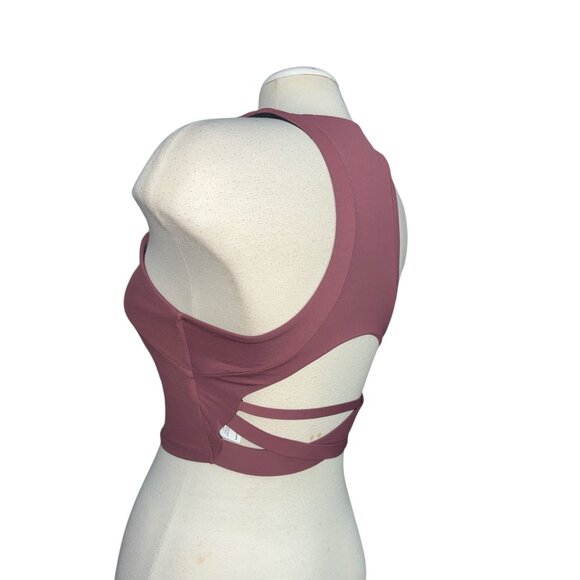 Halara High Neck Backless Racerback Cropped Tank Top Sz Medium Womens Burgundy M - Picture 6 of 8